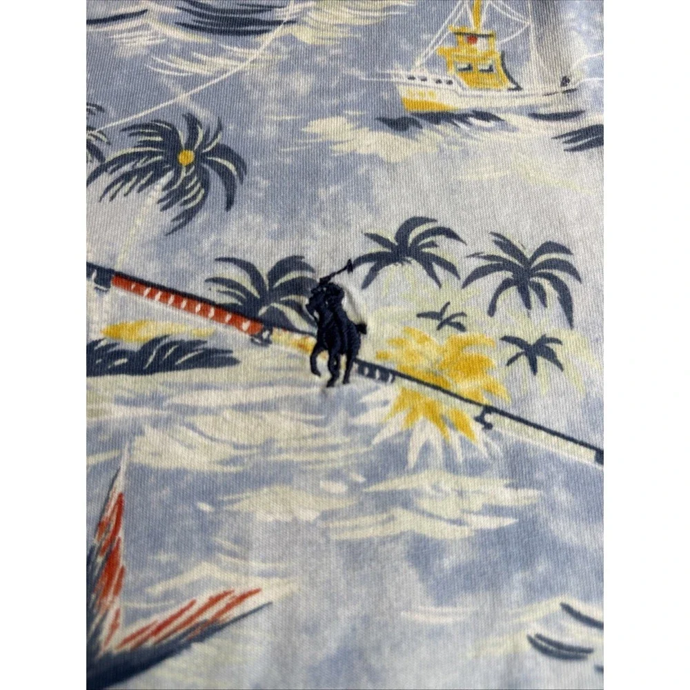 Polo Ralph Lauren Tropical Palm Tree‎ Island Marlin Fishing Men's XL